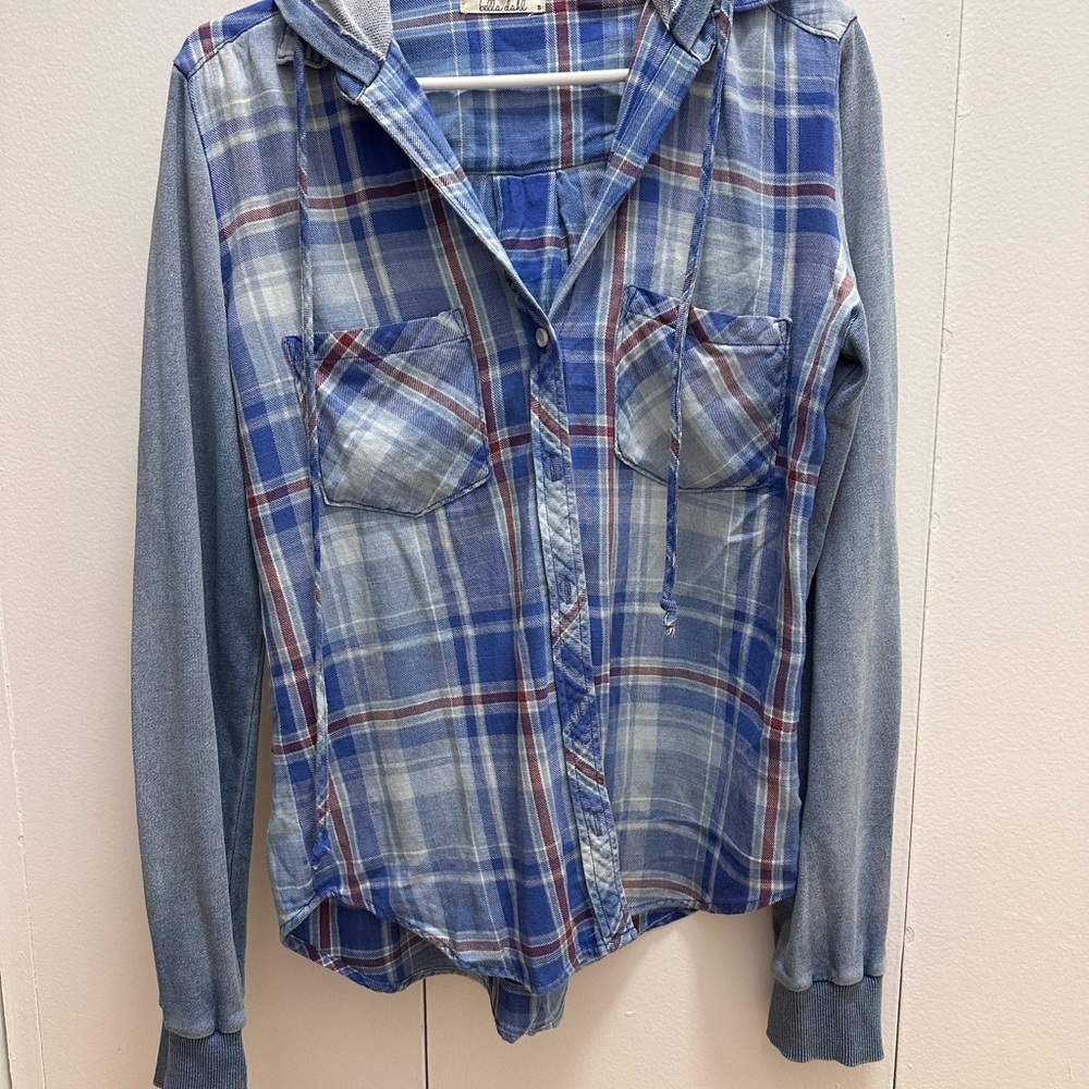 Button up hooded shirt